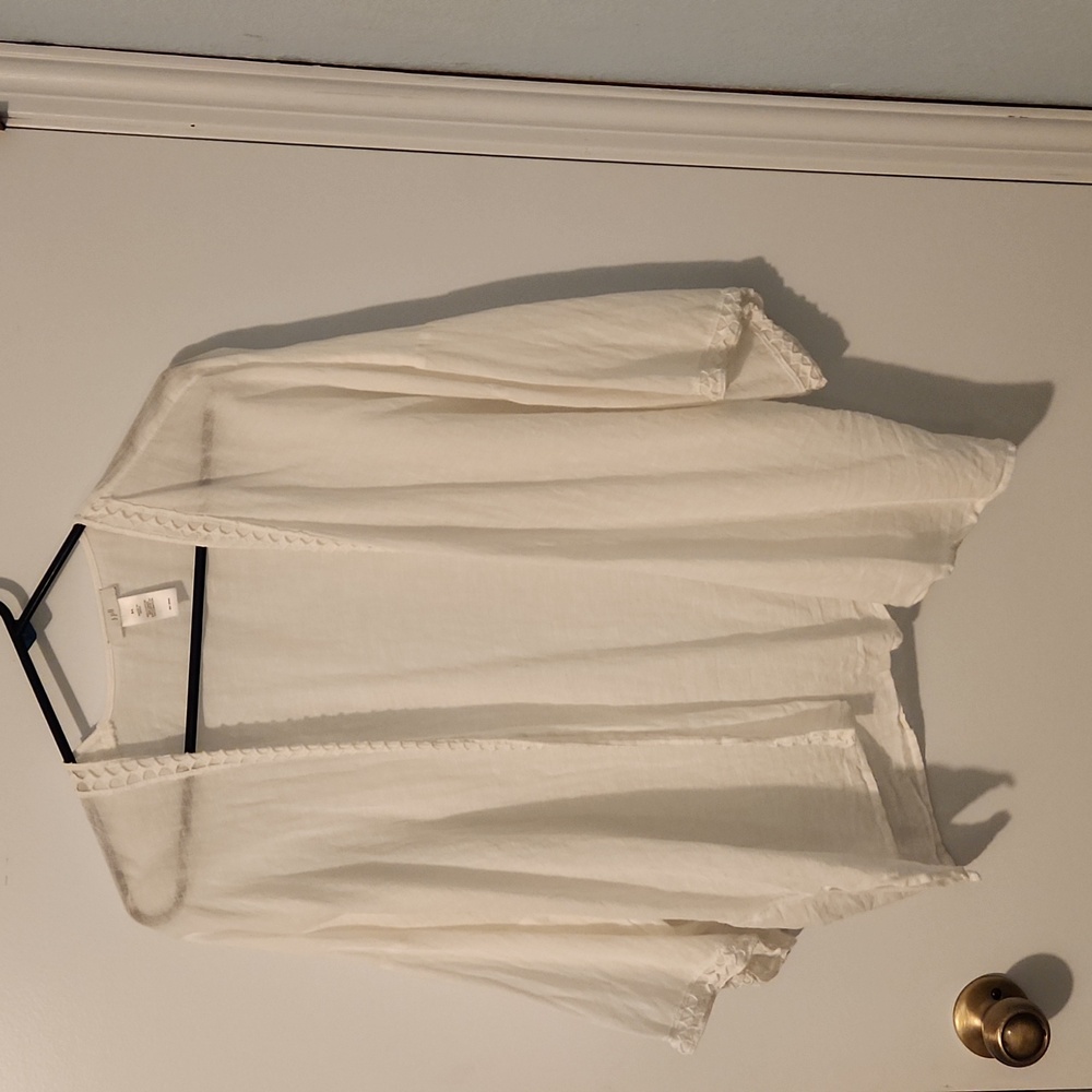 JJill Linen Shawl with sleeves White OS